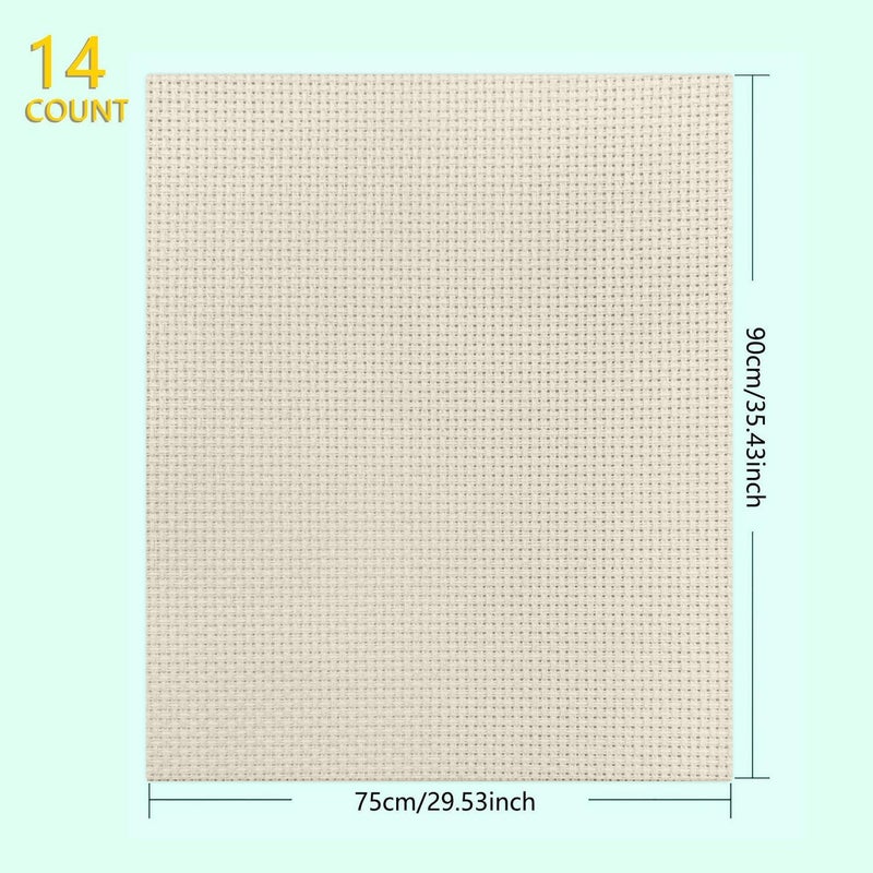 Zhenqing 14CT Aida Cloth - 30x35 Inch Cross Stitch Fabric for Embroidery, Pre-Cut Needlework Material, Acid-Free, Durable Weave(Khaki) - Image 2